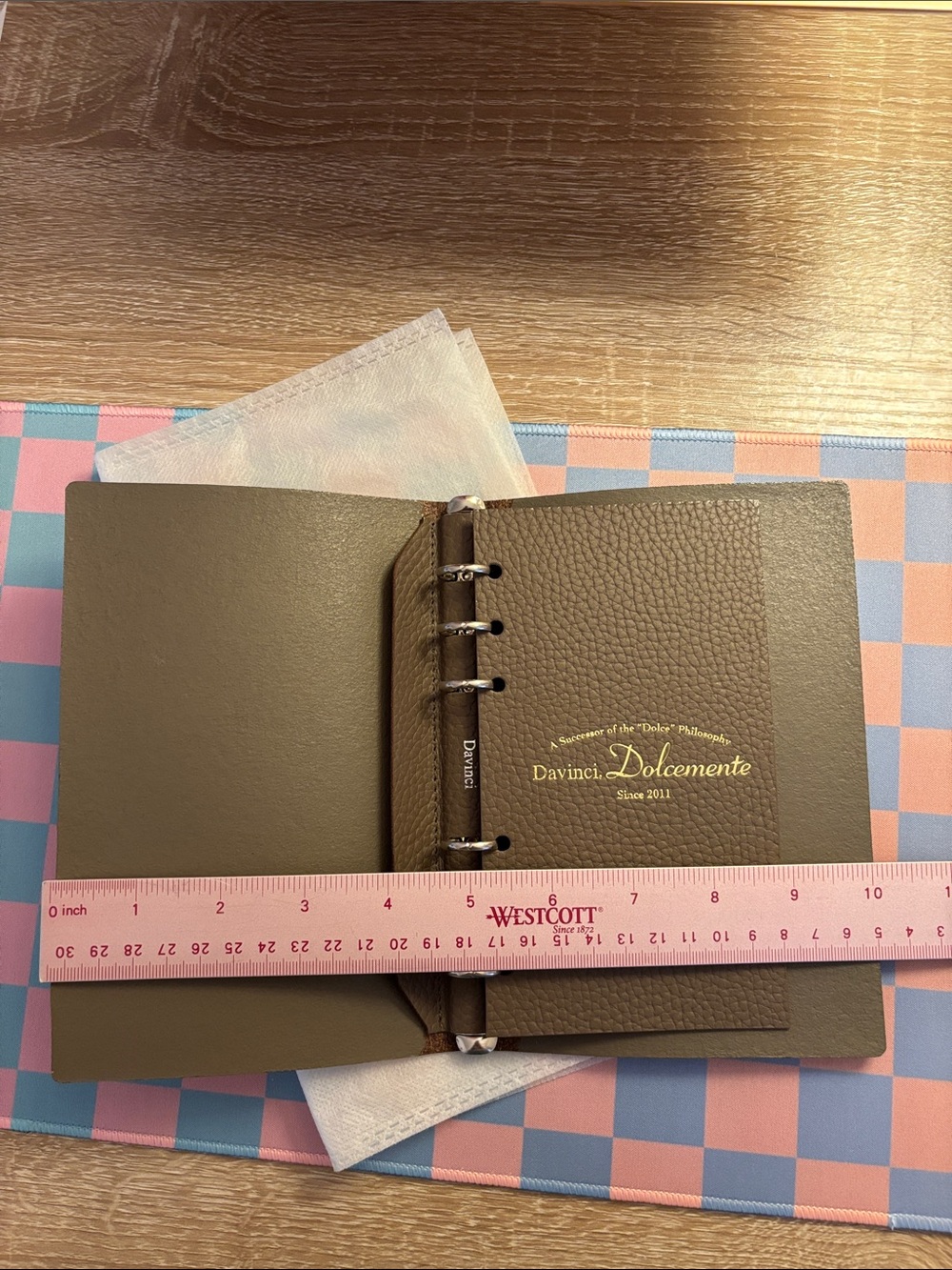 Davinci Personal Rings Bible Sz Dolcemente Organizer Planner Taupe Leather - Picture 14 of 16